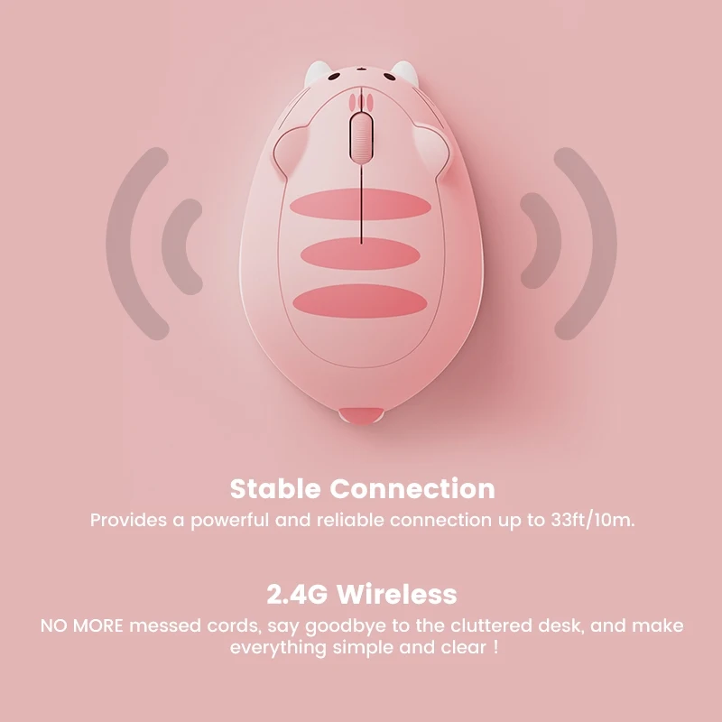 Akko-ratón inalámbrico con tema de gato, dispositivo de 2,4 GHz para PC, portátil, ordenador, Plug and Play - imagen 4