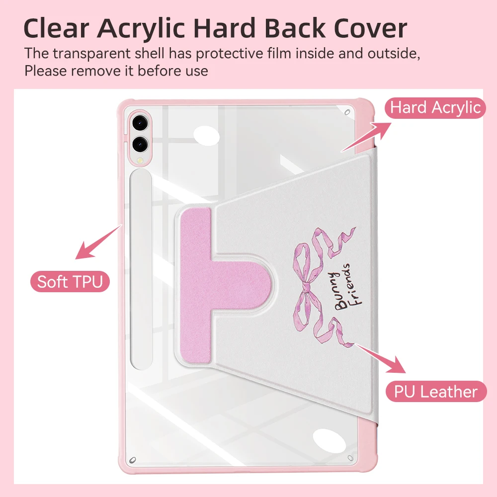 Rotación de 360 para Samsung Galaxy Tab A9 Plus A8 10,5 funda taza de té Bunny Galaxy Tab S10 S9 FE 10,9 S7 S8 11 PLUS 12,4 13,1 S6 Lite - imagen 4