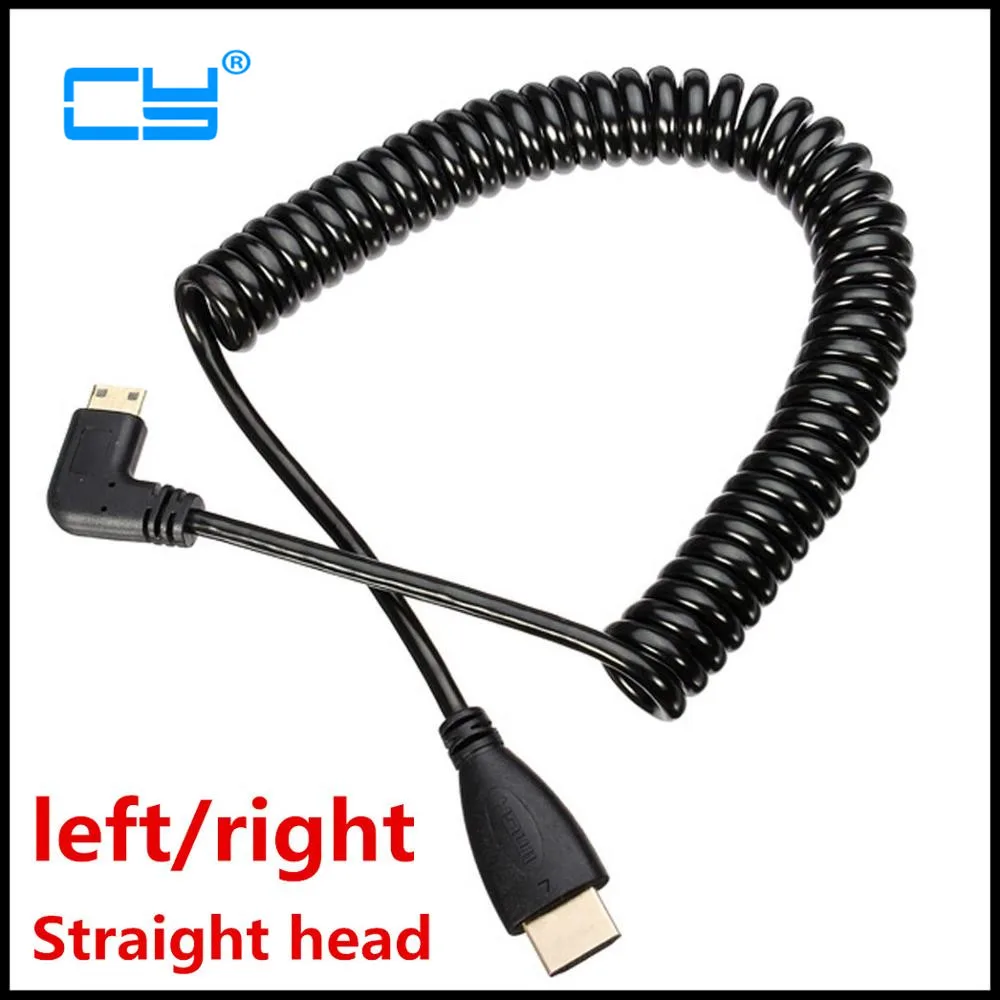 Cable de resorte retráctil chapado en oro para Monitor HD plano, Cable compatible con Mini HDMI 3D de 1,4 V para cámara Nikon Canon ONDA V116w TV - imagen 2