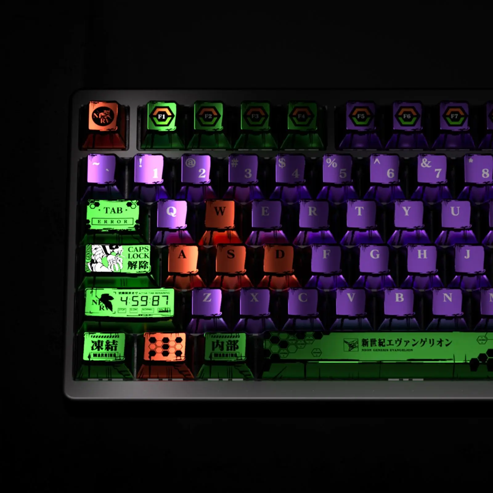 Teclas de pintura metálica de 128 teclas, teclas de EVA personalizadas, juego de Anime PBT, tinte mate de cinco lados Sub para teclas de teclado de eje - imagen 2