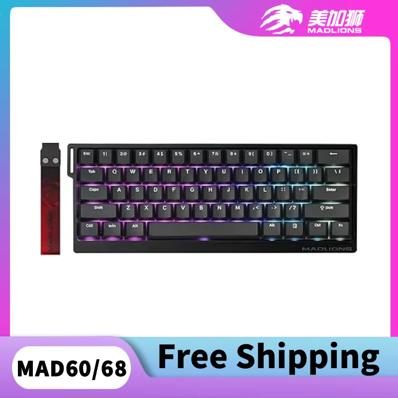 MADLIONS MAD 60/68 HE 8Khz teclado de eje magnético con cable 68 teclas Macro intercambiable en caliente define teclado para juegos de latencia ultrabaja