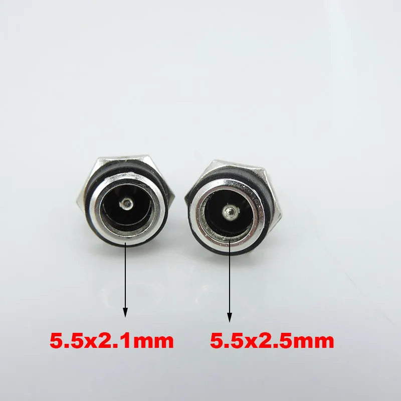 DC022B 5,5x2,1mm conector de toma de corriente CC hembra 2 terminales 2 pines conector de montaje en Panel adaptador de enchufe 5,5*2,5 - imagen 2