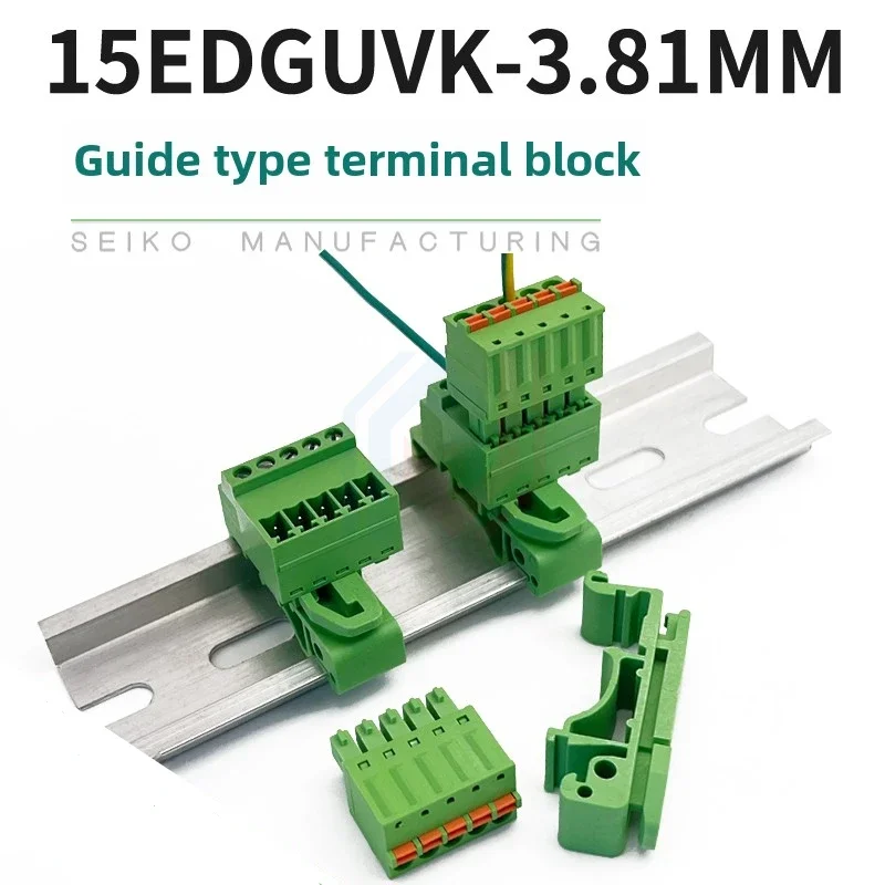 1 juego/lote terminal enchufable tipo pista 15EDG-UVK-3.81mm 2P3P4P5P6P7P8P9P10P-24P instalación en riel enchufe de resorte KD a tope sin soldadura - imagen 2