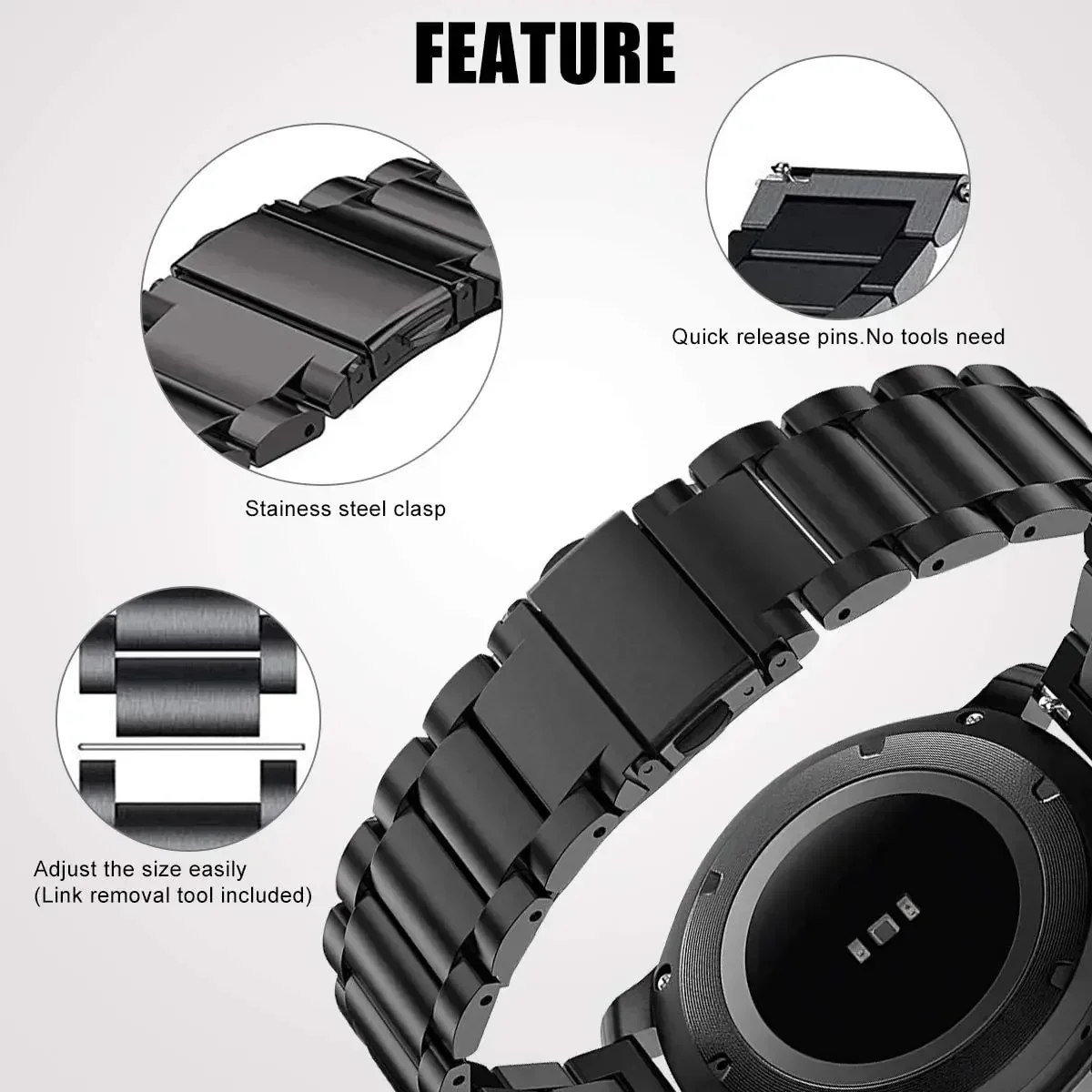 Correa de pulsera de 22mm para Redmi Watch 5 Lite/5, correa de reloj activa de acero inoxidable para reloj inteligente Redmi Watch 3 Active/3 Lite - imagen 4