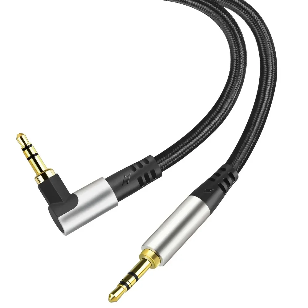Cable de Audio Jack 3,5mm macho a macho para altavoz, Cable auxiliar de ángulo recto de 90 grados para Samsung, Cable de extensión de auriculares