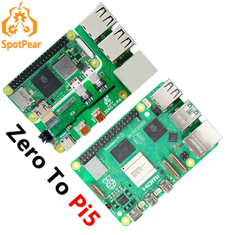 Raspberry Pi Zero a Raspberry Pi 5 adaptador de interfaz Zero 2w a Pi5 placa de expansión Zero Pi0 USB HUB RJ45 HAT - imagen 2