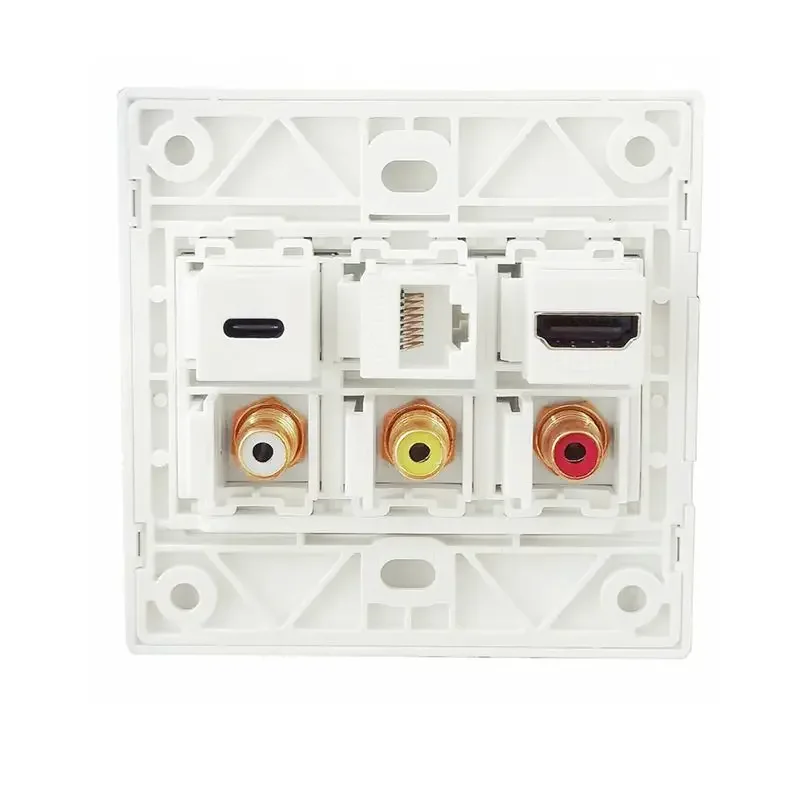 Cable de alta definición 4K, enchufe Compatible con HDMI, CAT6, USB C, Audio y vídeo, enchufe de pared 3RCA, Panel Multimedia Tipo 86 - imagen 5