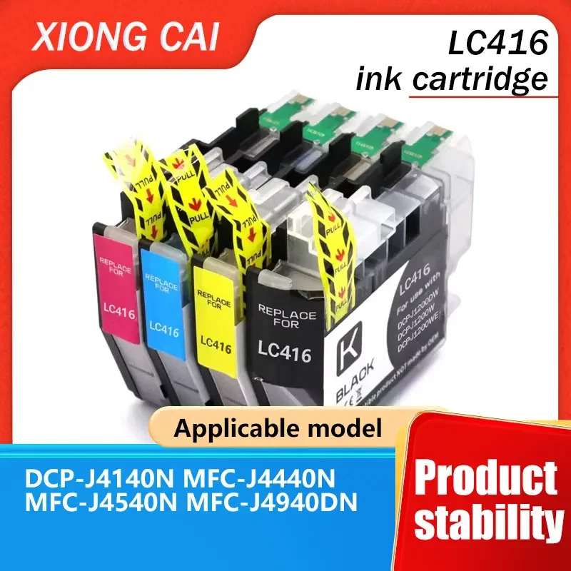 LC416/LC416XLJuego de cartuchos de tinta de gran capacidad para impresoras Brother DCP-J4140N 4440N 4540N 4940DN listos para instalar y usar