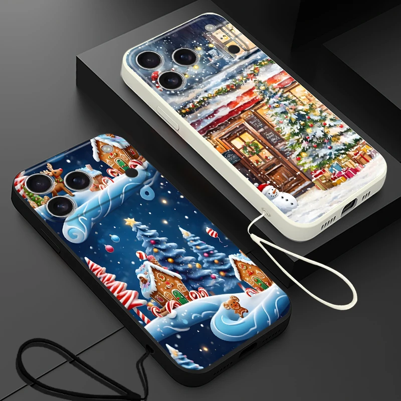 Funda para Apple iPhone 11 12 13 Pro Max 16 14 15 Plus 7 8 XS XR 16e 17 Air funda suave Navidad dibujos animados dulces