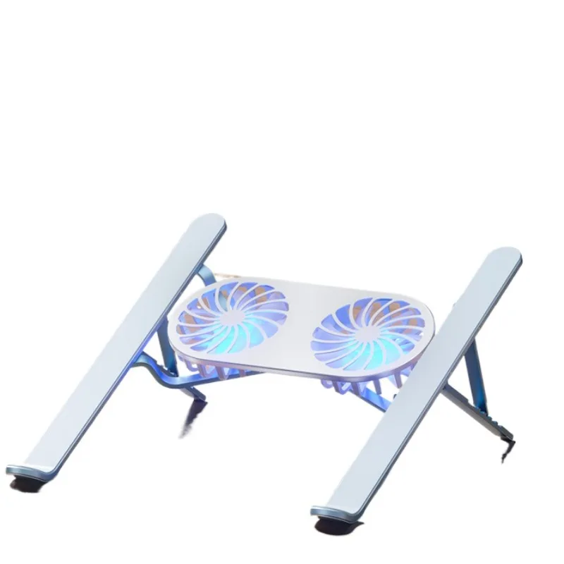Soporte de Base para enfriador de ordenador portátil, ventilador doble, plegable, almohadilla de enfriamiento de aleación de aluminio, soporte ajustable portátil para Macbook - imagen 2