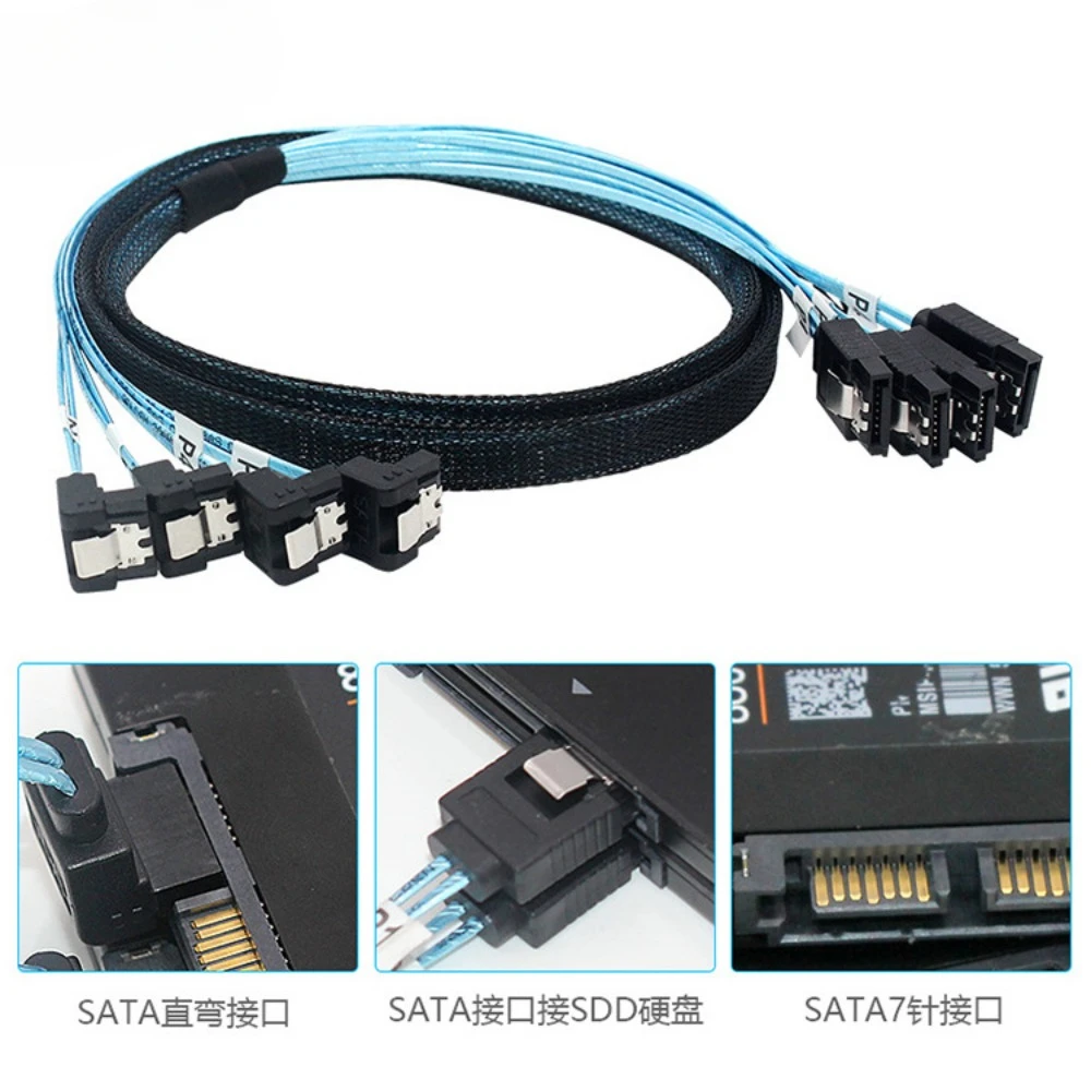 Cable SATA-III 4 unids/set-Cable SATA ángulo recto de 90 grados SATA-Data SAS/SATA-12Gbps para servidor-Raid SDD HDD CD DVD - imagen 4