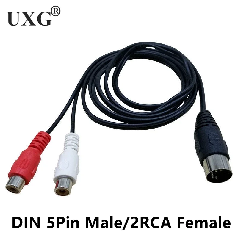 Cable MIDI macho DIN derecho de 90 grados, adaptador de enchufe macho Dual a 2RCA, Cable de Audio de 5 pines y 2RCA para Naim Quad Stereo System Speak - imagen 5