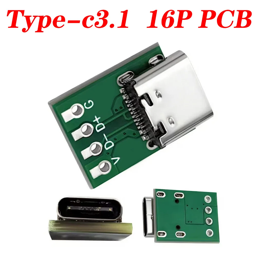 Conector USB 3,1 tipo C, adaptador de placa PCB de prueba de 16 pines, conector 16P para transferencia de Cable de línea de datos - imagen 3