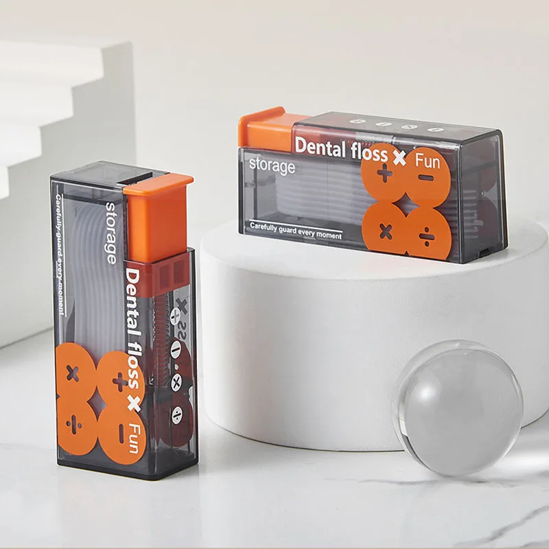Dispensador de hilo dental que incluye 10 Uds., organizador de hilo expulable automático, cuidado bucal, palos de hilo dental desechables a presión, portátiles - imagen 3