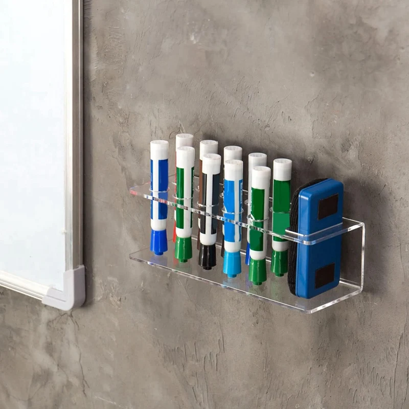 Soporte de marcador de borrado en seco, soporte de acrílico transparente con ranuras y borrador, portalápices - imagen 4