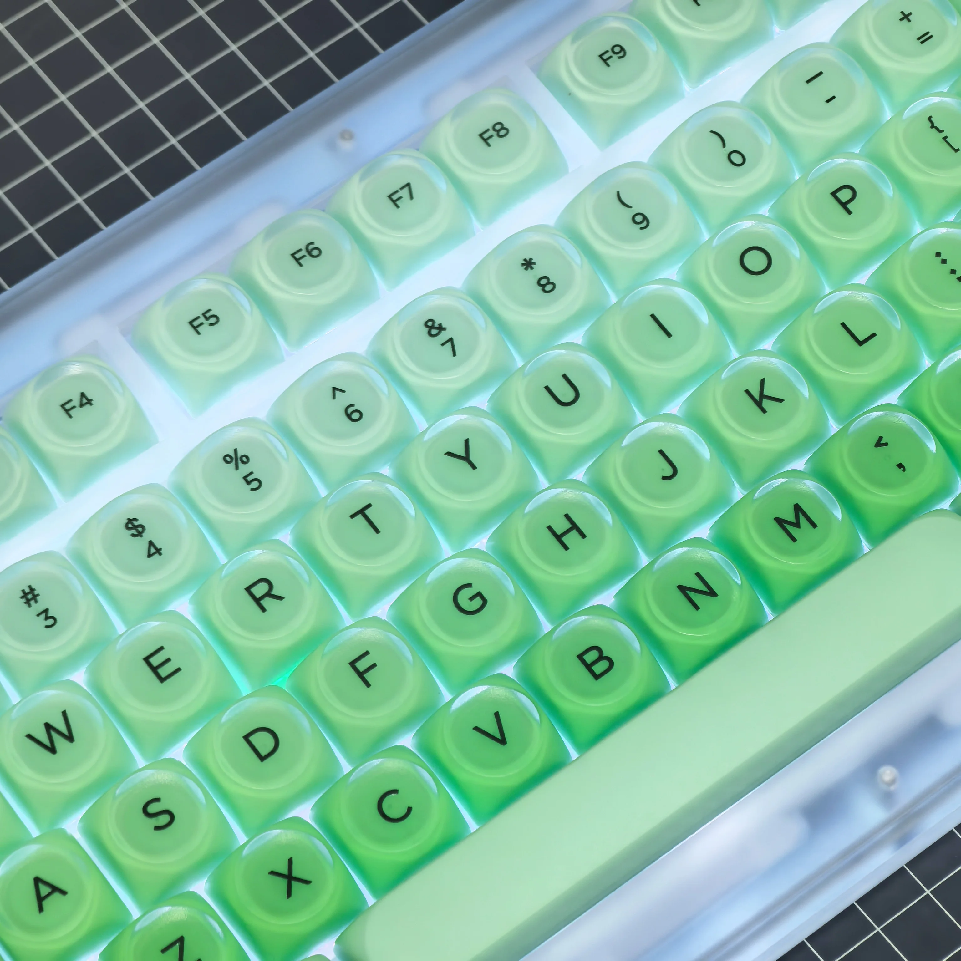 Teclas de limón verde 2025 nuevo verano pequeño estilo refrescante Pc Pbt Moa gradiente verde limón teclas personalizadas para Aula F75/F99 - imagen 5