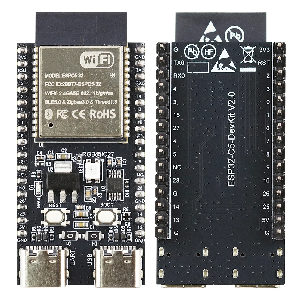 Placa de desarrollo ESP32-C5-DevKitC-1, módulo WiFi de doble frecuencia 2,4G 5GHz con Pin N4 4MB Flash WIFI 6 CH340 30PIN ESP32 C5