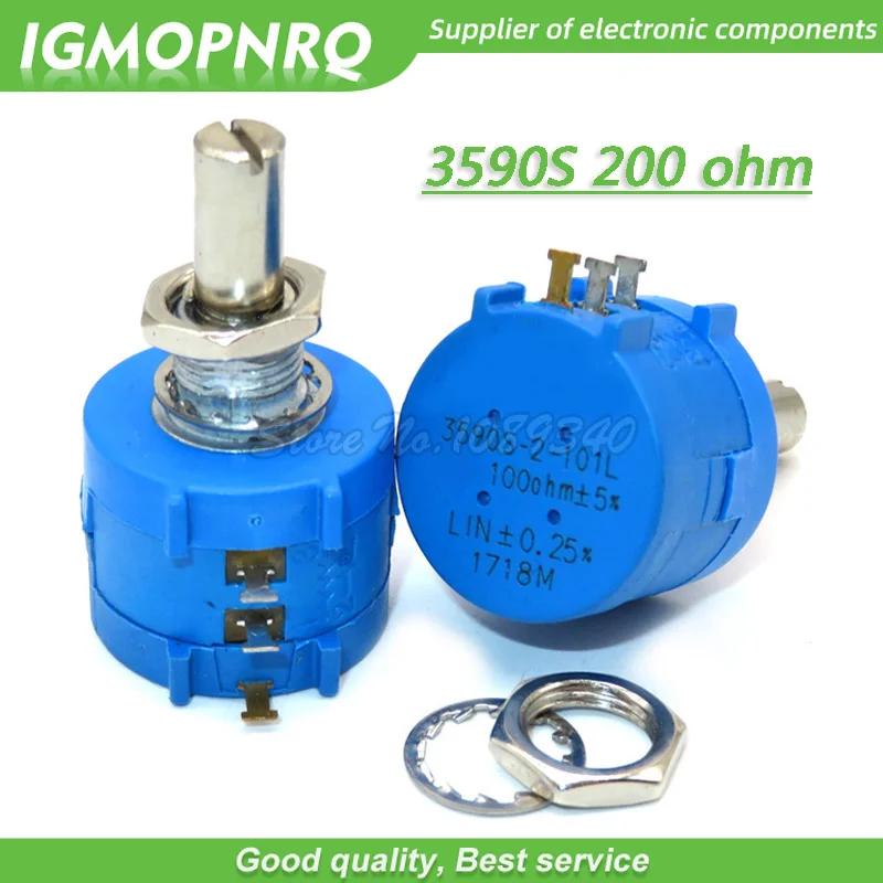 1 Uds 3590S-2-201L 3590S 200ohm 201 3590S-2-201 3590S-201 potenciómetro multivuelta de precisión resistencia ajustable de 10 anillos IGMOPNRQ