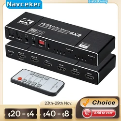 Conmutador HDMI 4K 60Hz HDR 4×2 con SPDIF y Audio Analógico