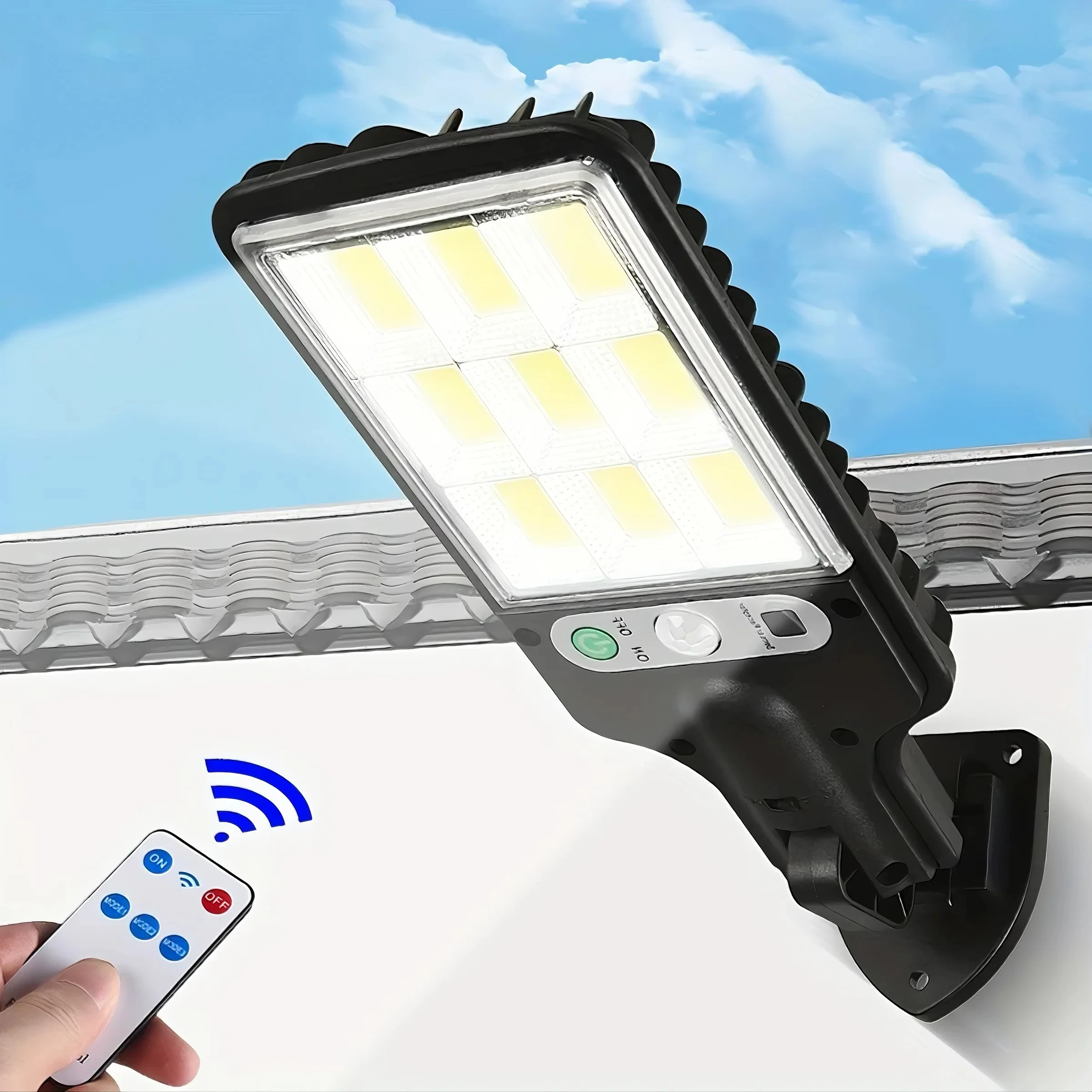 Luz solar, lámpara solar para exteriores 616-4/108COB, control remoto, detección de movimiento, resistente al agua IP65, adecuada para iluminación exterior - imagen 2