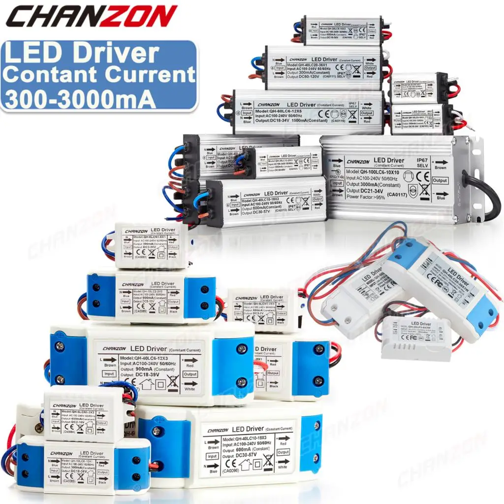 Corriente constante 6W 10W 20W 36W 50W 100W 300Ma 600Ma 900Ma 1500Ma impermeable Ip67 luz de fuente de alimentación del controlador Led alto