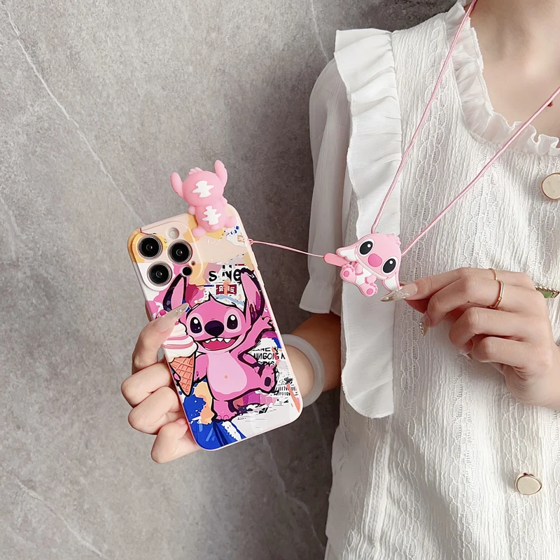 Para iPhone 16 15 14 13 12 11 XR Xs 8 7 6 Pro Max mini Plus e funda de punto de helado con cuerda de soporte - imagen 5