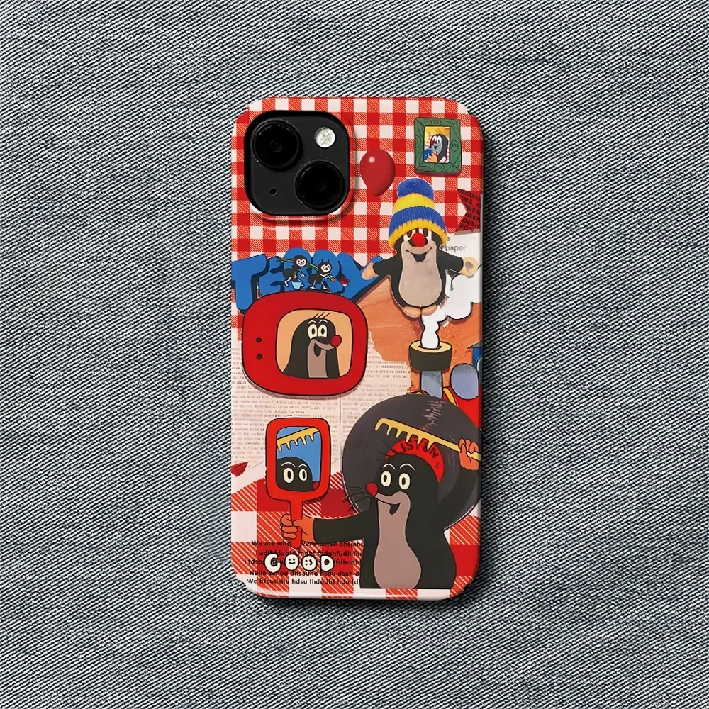 Funda de teléfono con diseño de mole ins wind para iPhone 16 15 14 13 12 11 Pro Max X XS XR XSMax 7 8 Plus, cubierta dura de PC con película brillante