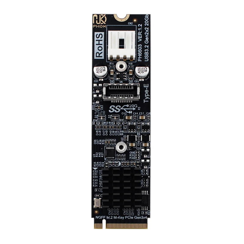 NIEUWE M.2 naar TYPE-E Adapter 20Gbps Hoge Snelheid M2 PCIE NVME naar TYPE E Uitbreidingskaart Riser Type E voor Voorpanel USB-C voor Desktop - imagen 3