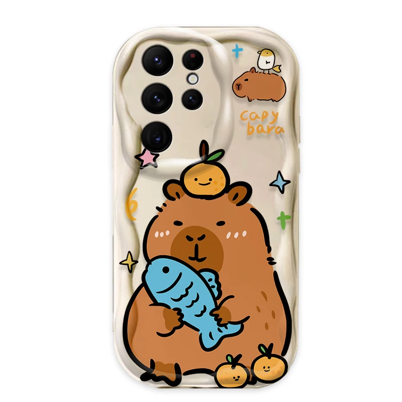 Funda con ondas 3D de capibara encantadora de dibujos animados para Samsung Galaxy A54 A34 A24 A14 A13 A53 A33 A73 A23 A52 A52S A32 A22 A12 A51 A71 - imagen 5