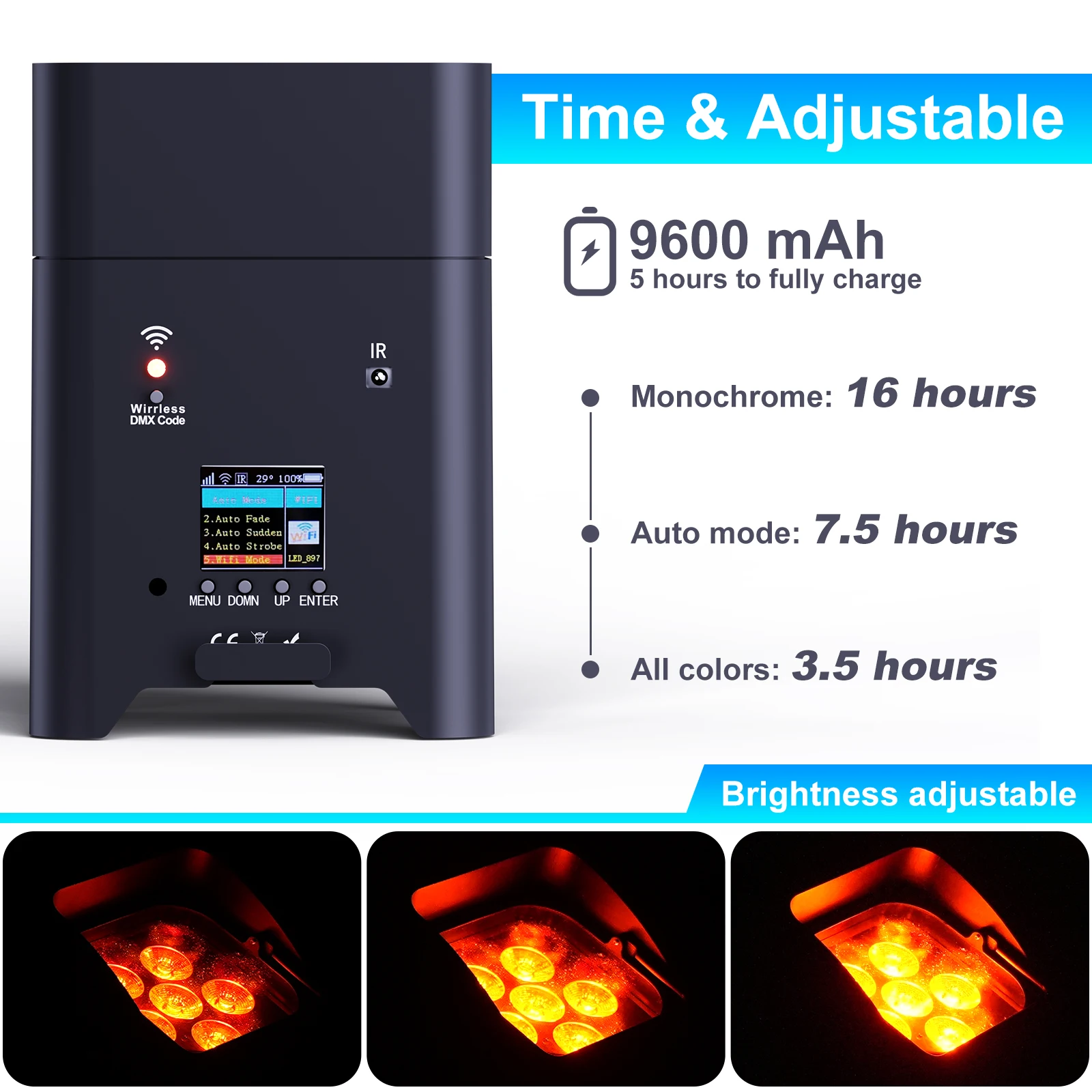 U'King 6 uds 6X18W LED RGBWA + UV batería recargable Par luces con Flightcase recargable conjunto para DJ Disco boda fiesta Bar - imagen 4