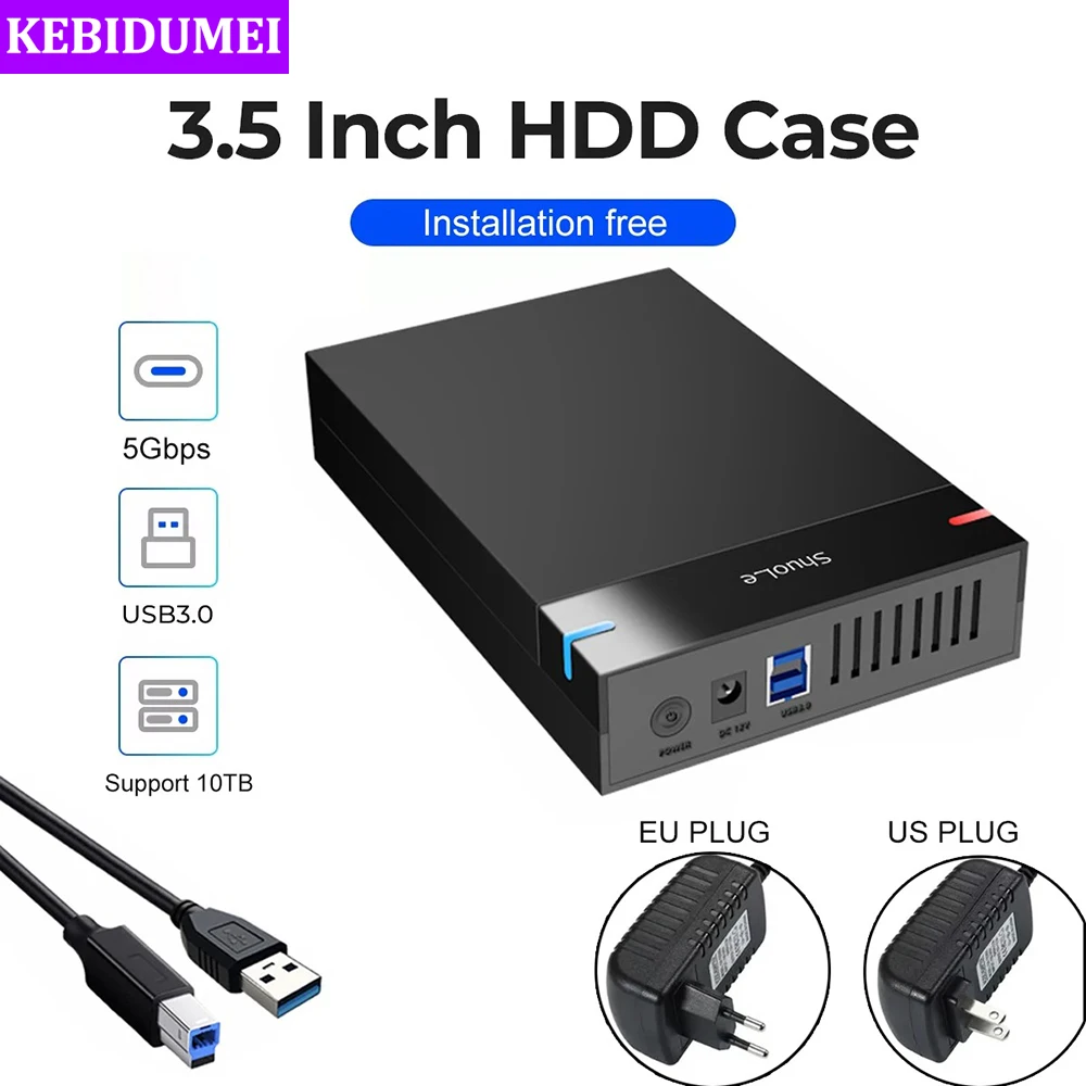 Caja HDD de 2,5/3,5 pulgadas, carcasa de disco duro USB 3,0 SATA a USB 3,0, lector de disco duro externo, adaptador de 10TB para PC y portátil - imagen 2