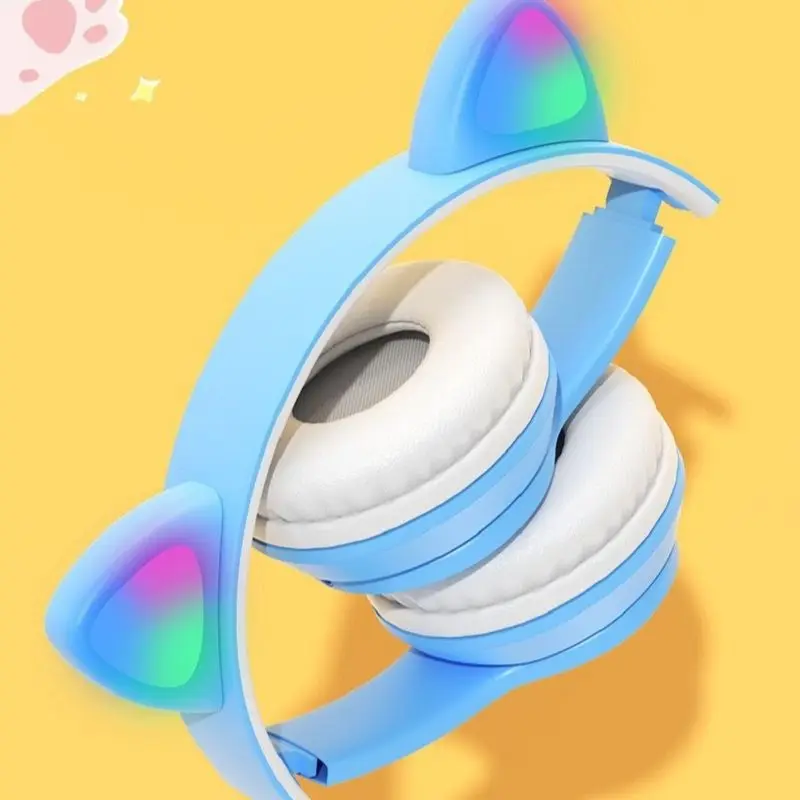Auriculares inalámbricos P47 con orejas de gato y micrófono, cascos de graves estéreo con Bluetooth, regalo para niños y niñas, auriculares para PC y teléfono - imagen 3