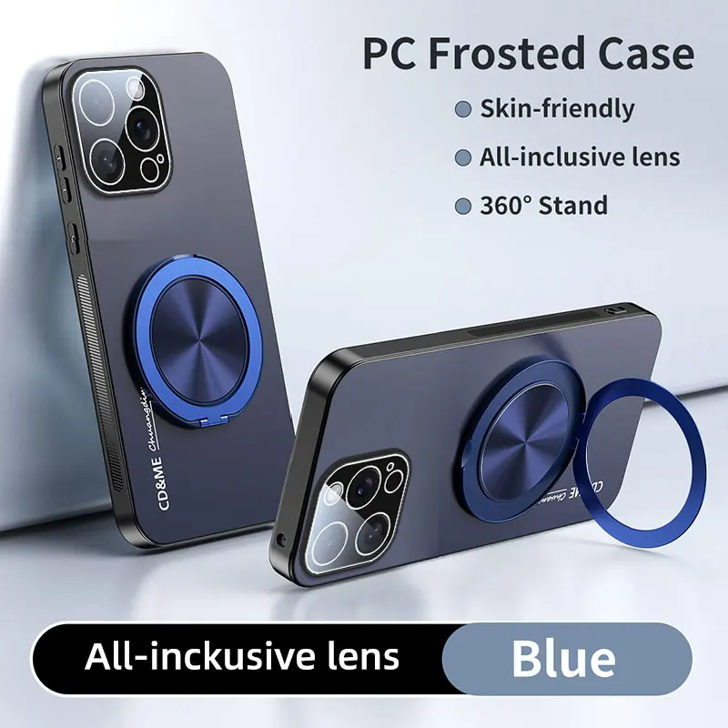 Funda mate AG de lujo para iPhone 17 Air 16 15 14 13 Pro Max 16Pro PC magnética esmerilada soporte de 360 grados cubierta protectora - imagen 2