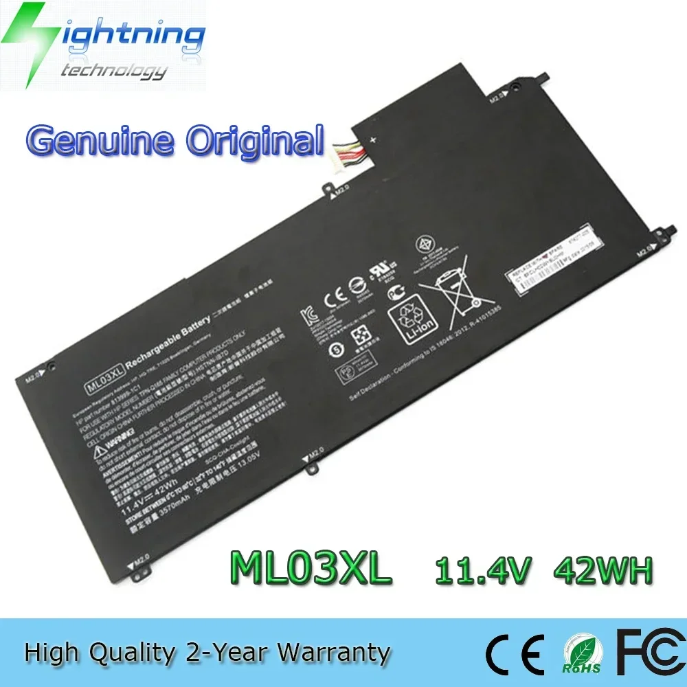 Nueva batería Original para ordenador portátil ML03XL 11,4 V 42Wh para HP Spectre x2 PC desmontable 12 HSTNN-IB7D 814277-005