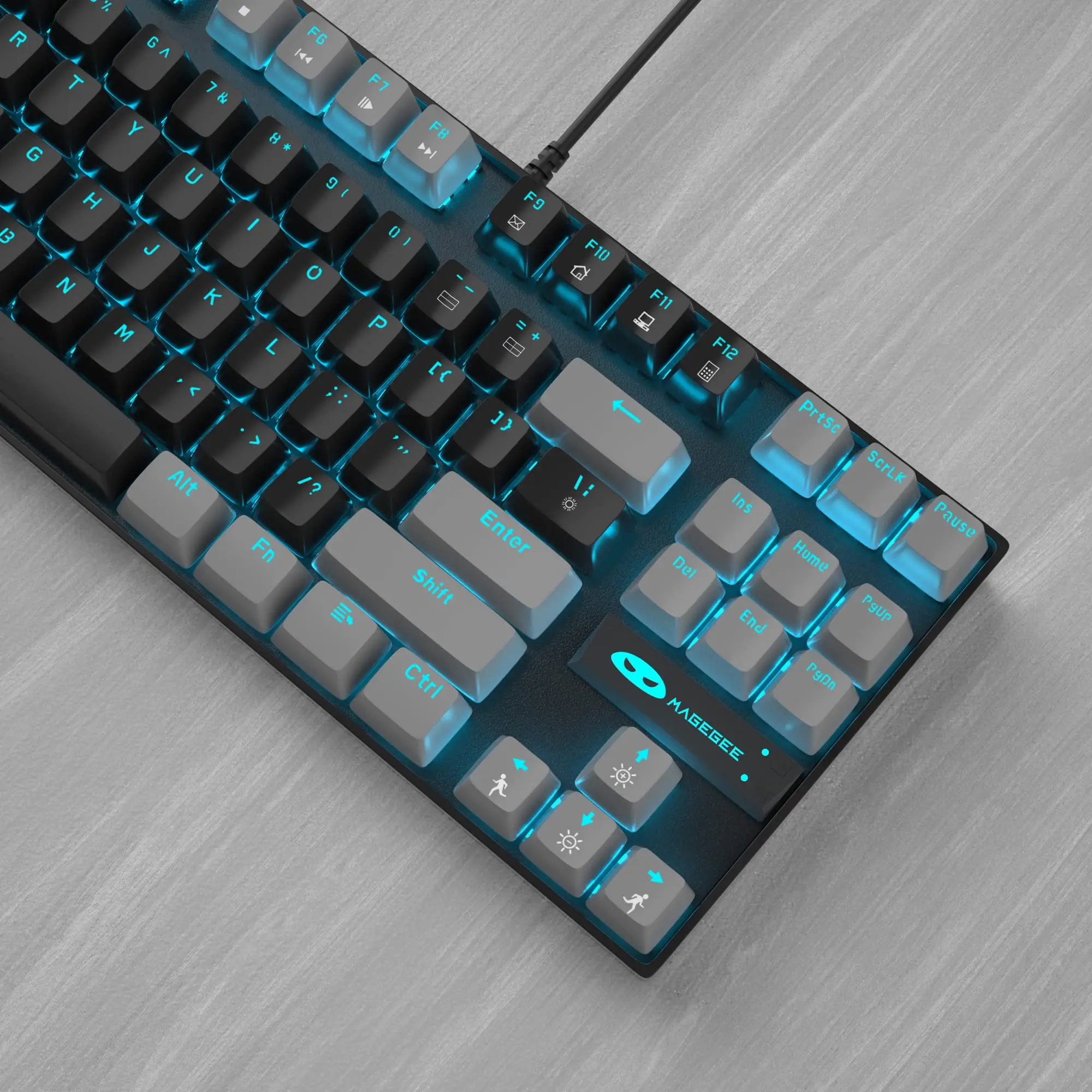 MageGee 75%-Teclado mecánico para juegos con interruptor azul/rojo, retroiluminado LED azul, 87 teclas, compacto, TKL, con cable, para PC con Windows - imagen 5