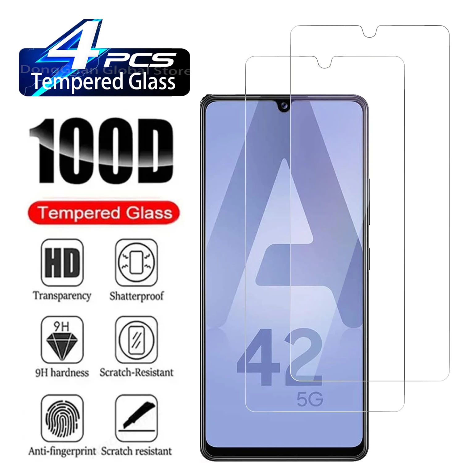 Para Samsung Galaxy A42 5G, película de vidrio templado 9H 2/4 piezas Protector de pantalla HD - imagen 2