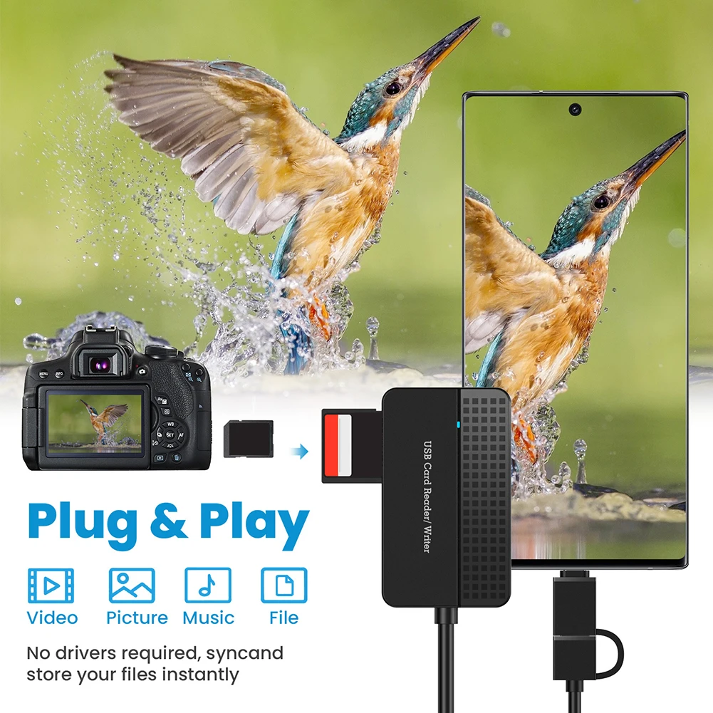 Lector de tarjetas USB 3,0 tipo C 4 en 1, dispositivo de memoria inteligente, Micro SD, TF, CF, MS, adaptador de tarjeta Flash compacto, Cable de 20cm para ordenador portátil y PC - imagen 4