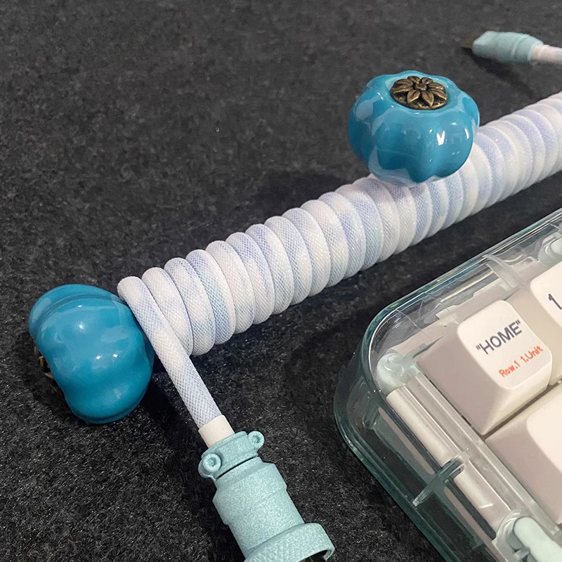 Cable de teclado en espiral tipo calabaza Original, 15CM, 18CM, carrete de varilla de peso, protección rodante, bobinado, varilla fija, poste de gestión de Color - imagen 5