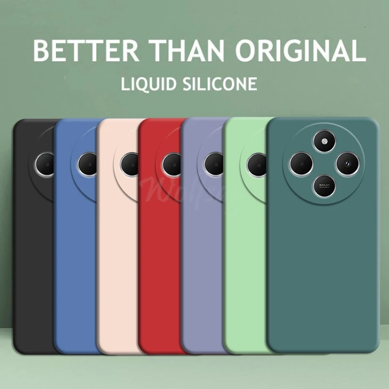 Para Xiaomi Redmi 14C funda de silicona líquida de goma lisa TPU funda protectora Redmi 14C funda de teléfono TPU funda Xiaomi Redmi 14C