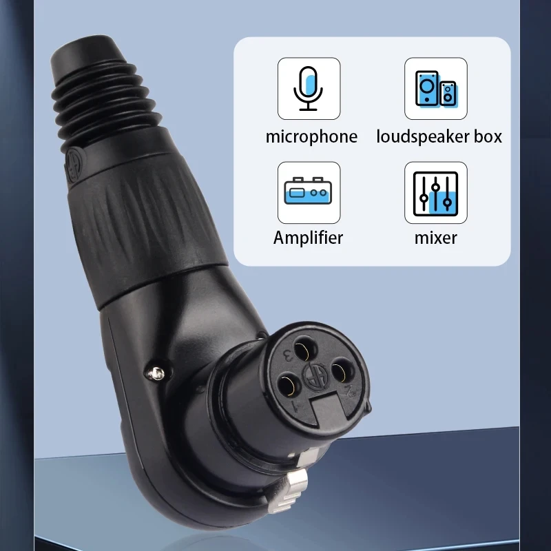 Conector XLR macho hembra de 3 pines 90 °   Enchufe de Audio de ángulo recto tipo L de grado para amplificadores de altavoz adaptador de Cable de micrófono XLR - imagen 4