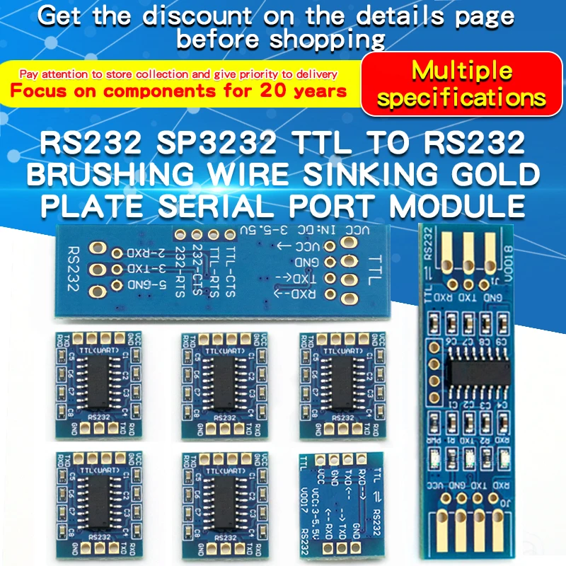 Módulo de puerto serie de placa de oro de hundimiento de alambre de cepillo RS232 SP3232 TTL a RS232 a TTL - imagen 2