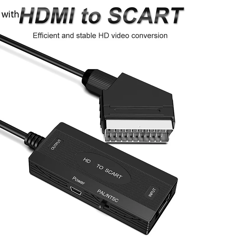 Cable convertidor de vídeo HDMI a Scart HD, adaptador de extensión de pantalla 1080P, entrada Compatible con HDMI, interruptor PAL NTSC - imagen 4