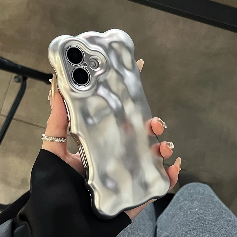 Funda de teléfono con patrón de meteorito plateado mate a la moda para iPhone 11 12 13 14 15 16 17 Pro Max 16 Plus, funda trasera de silicona a prueba de golpes - imagen 5