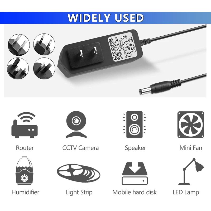 Adaptador de corriente 12V 1A 2A 3A 5A 6A 7A 10A 12W 24W 36W 60W 84W 120W 100-240V AC a DC enchufe de pared tipo escritorio 5,5*2,5mm puerto DC12V - imagen 5