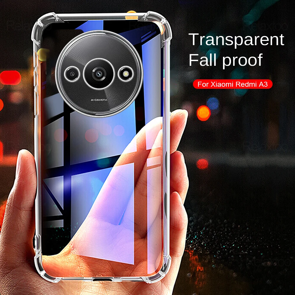 Funda para Xiaomi Redmi A3 4G, carcasa protectora antigolpes, transparente, TPU