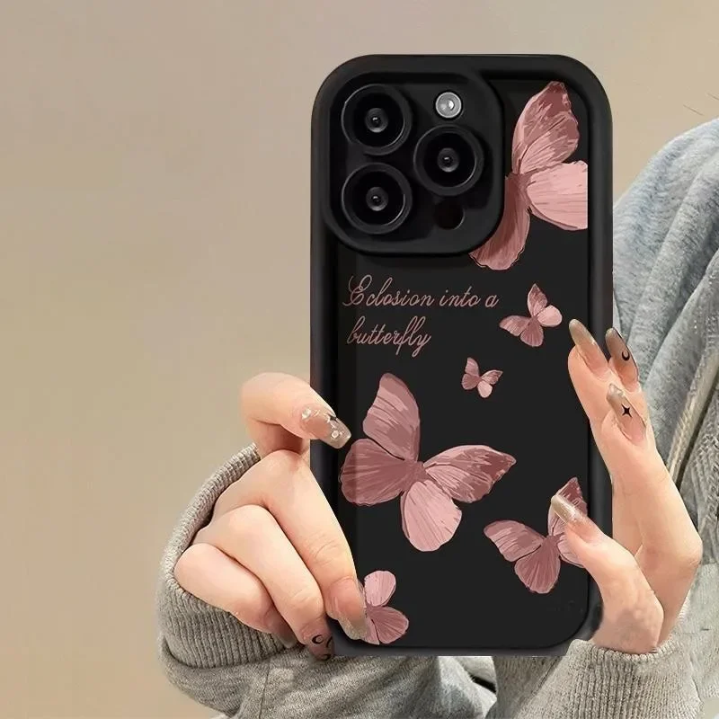 Funda de mariposa blanca y negra para Motorola Moto E14 G54 5G G34 G24 G14 G85 G32 Edge 40 Neo 50 Fusion Pro G52 E32 funda de silicona - imagen 3