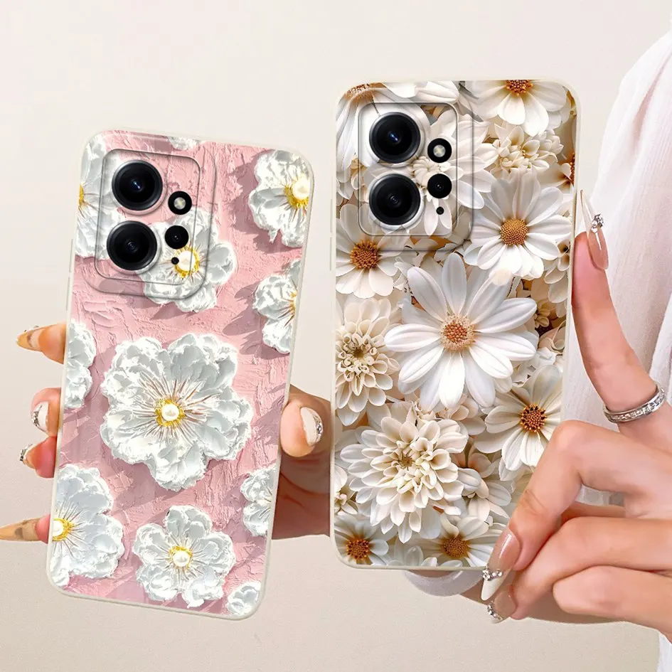 Shockproof Cover For Xiaomi Redmi Note 12 4G Phone Case Soft Liquid Silicone Luxury Flower Back Cover For Redmi Note12 4G Fundas - imagen 2
