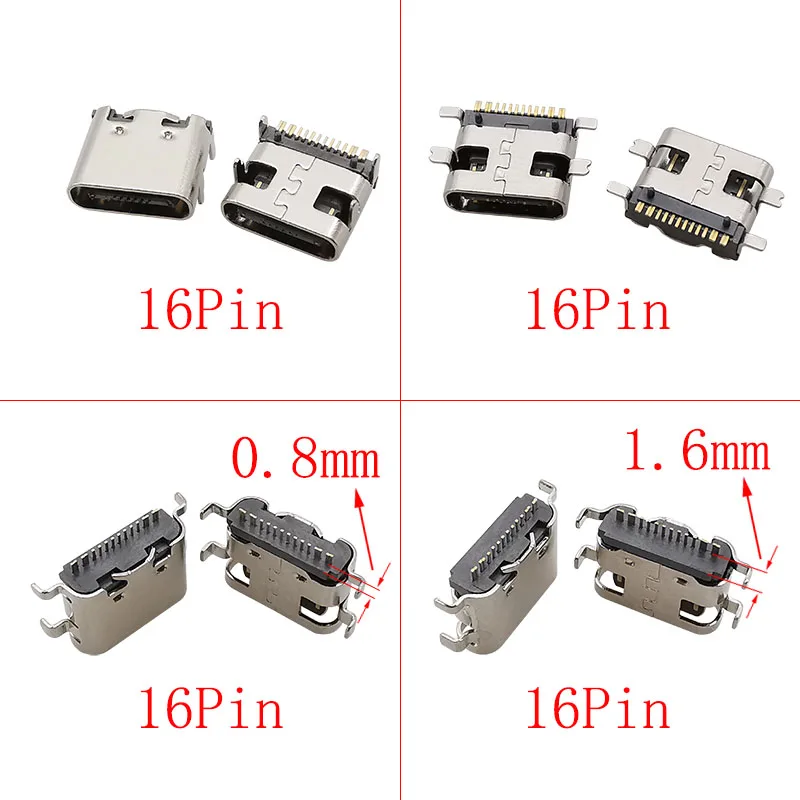 10 Uds. Conectores USB tipo C hembra 2/6/16/24 Pin puerto de carga Jack SMD SMT PCB soldadura DIY reparación tipo C adaptador de enchufe USB-C - imagen 5