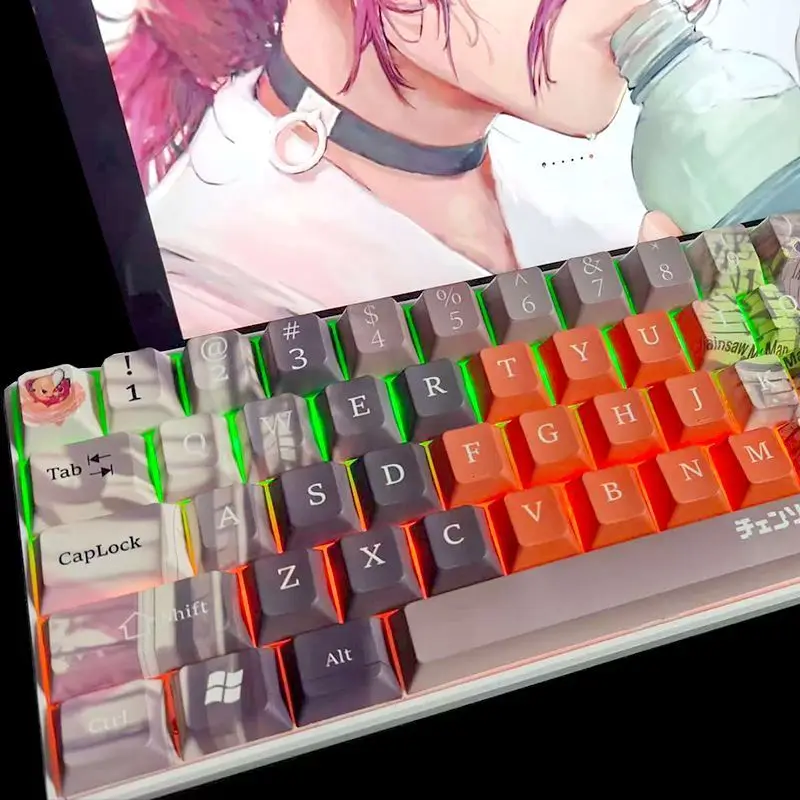 Reze Keycaps Chainsaw Man Theme Anime PBT Dye-sub 120 teclas Teclado Keycaps Cherry Profile Key Caps para teclado mecánico - imagen 2