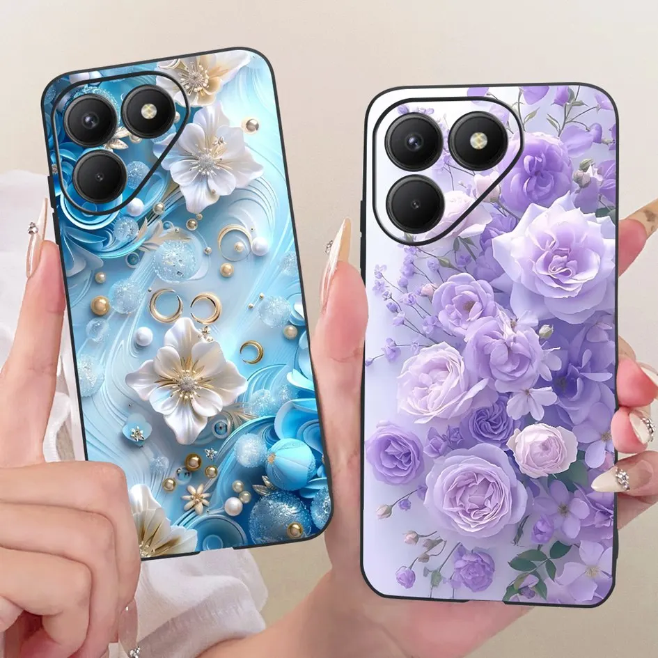 Para Tecno Pova 7 4G 5G Funda hermosa flor suave negro silicona mate Funda para Tecno Pova 7 Pro Funda Pova 7 Ultra Pova7 Shell